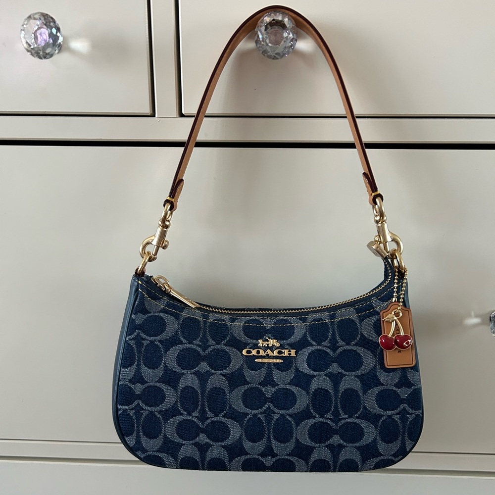 Coach Teri Denim Signature Shoulder Bag